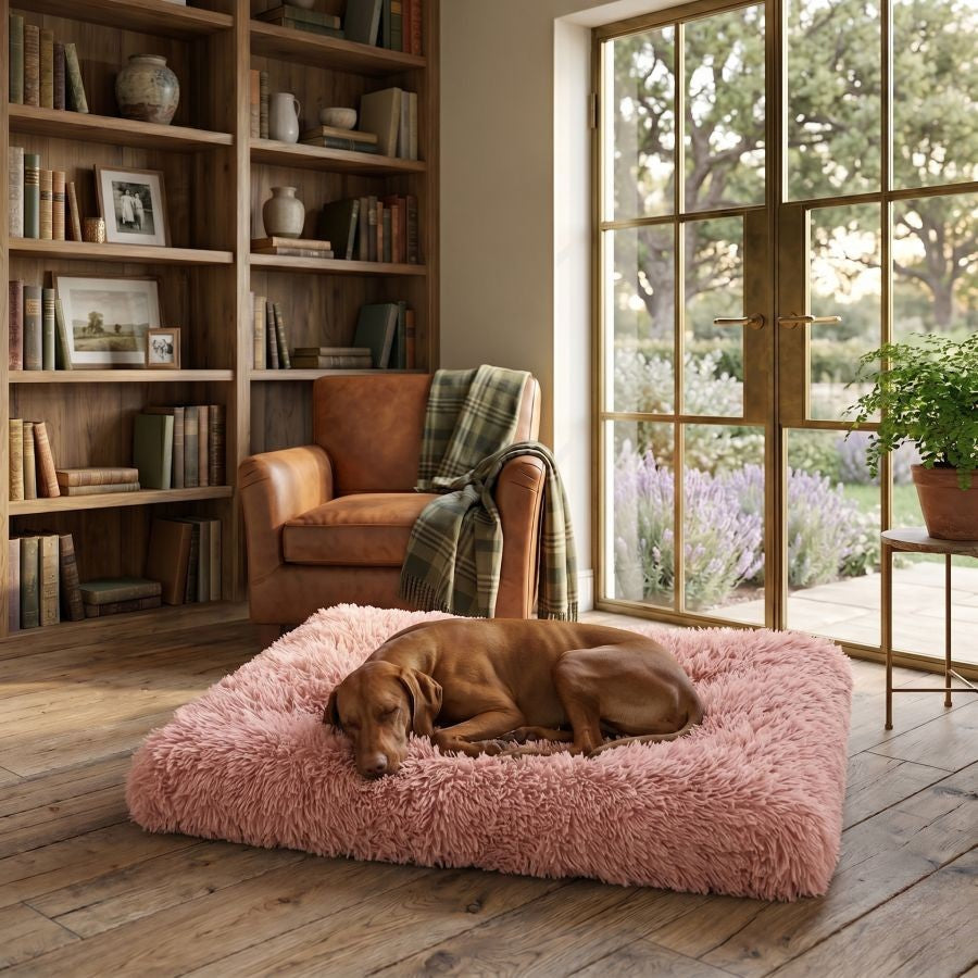 Tapis pour chien doux lavable rose