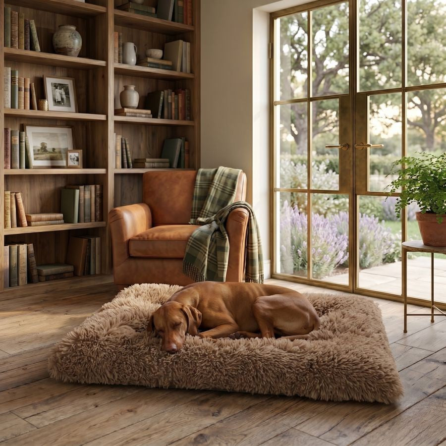 Tapis pour chien doux lavable marron