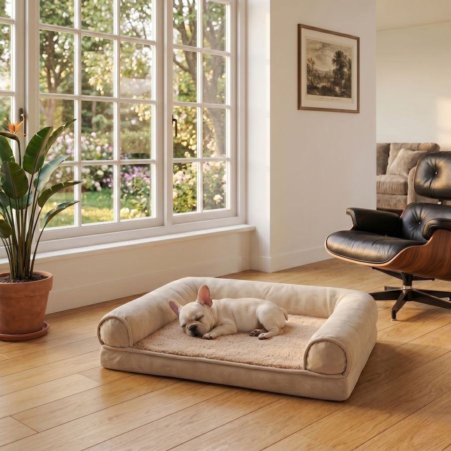 Canapé orthopédique pour chien beige