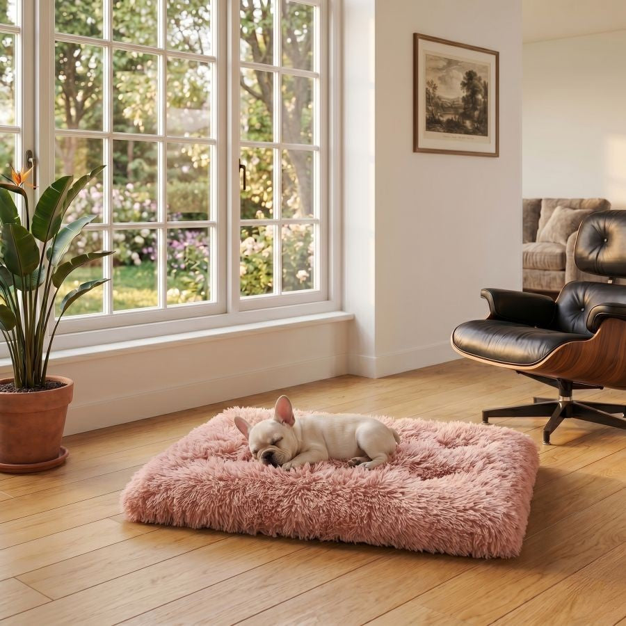 Tapis pour chien doux lavable rose