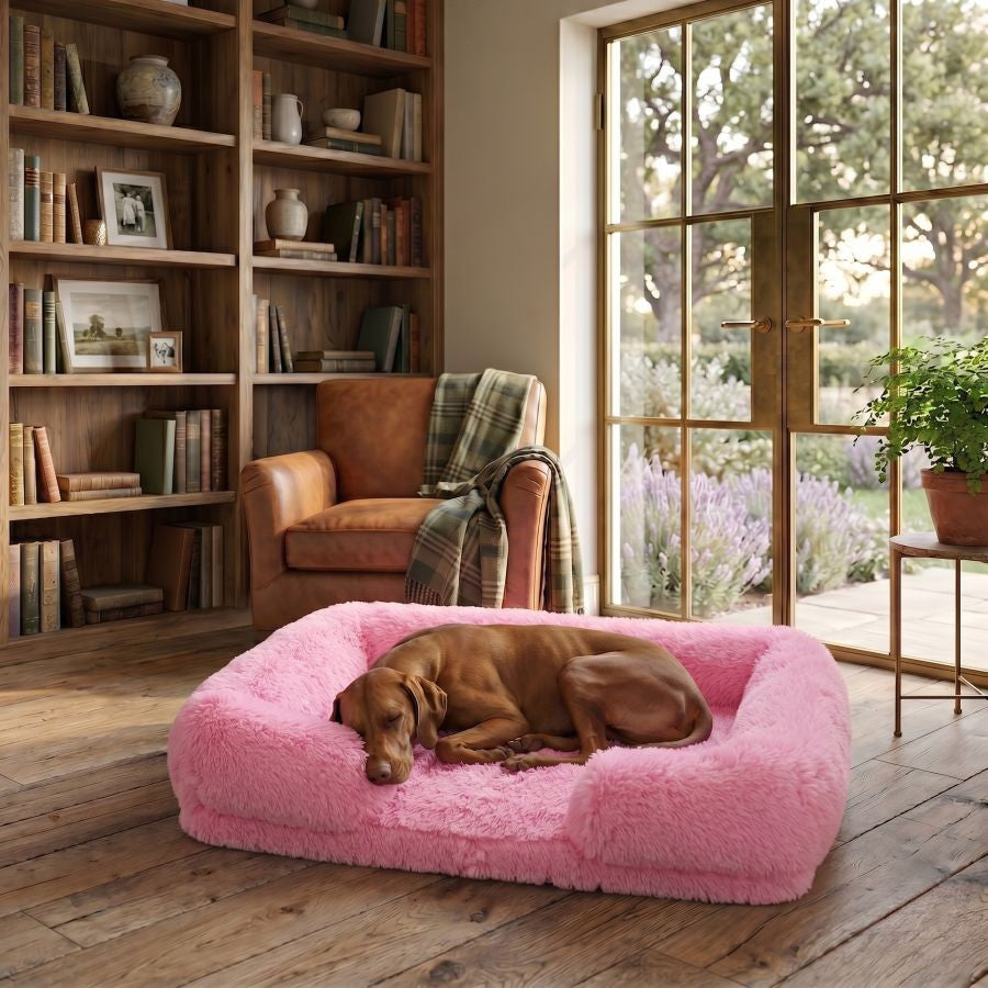 Canapé pour chien rose fuchsia en coton