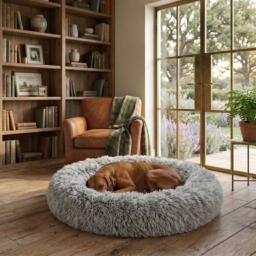 Coussin apaisant pour chien gris clair