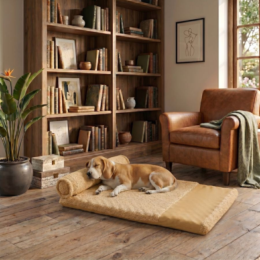 Coussin orthopédique pour chien beige