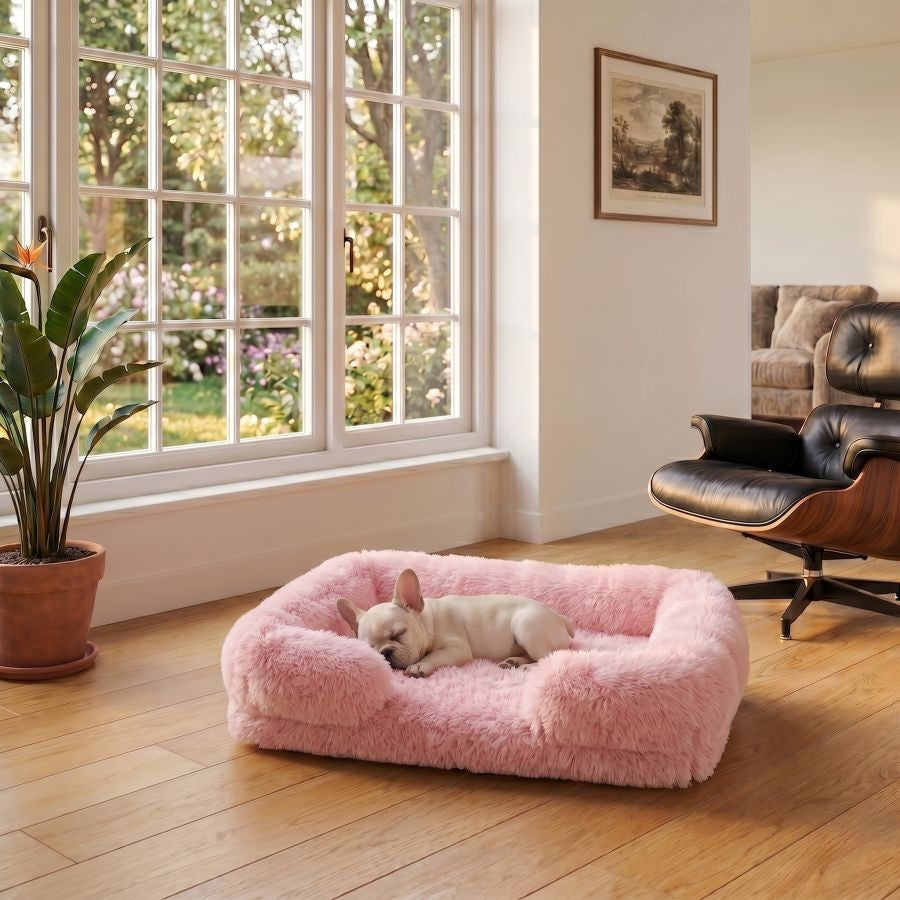 Canapé pour chien rose en coton