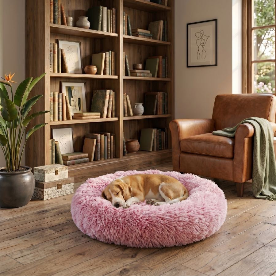 Coussin apaisant pour chien rose fuchsia