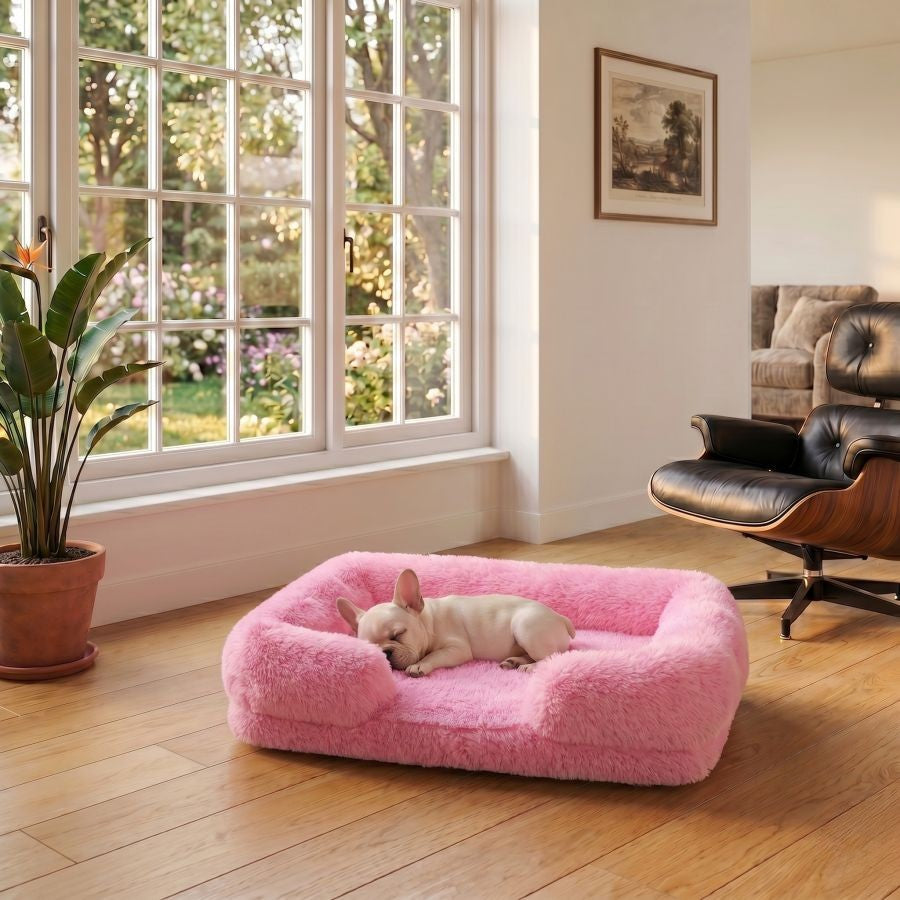 Canapé pour chien rose fuchsia en coton
