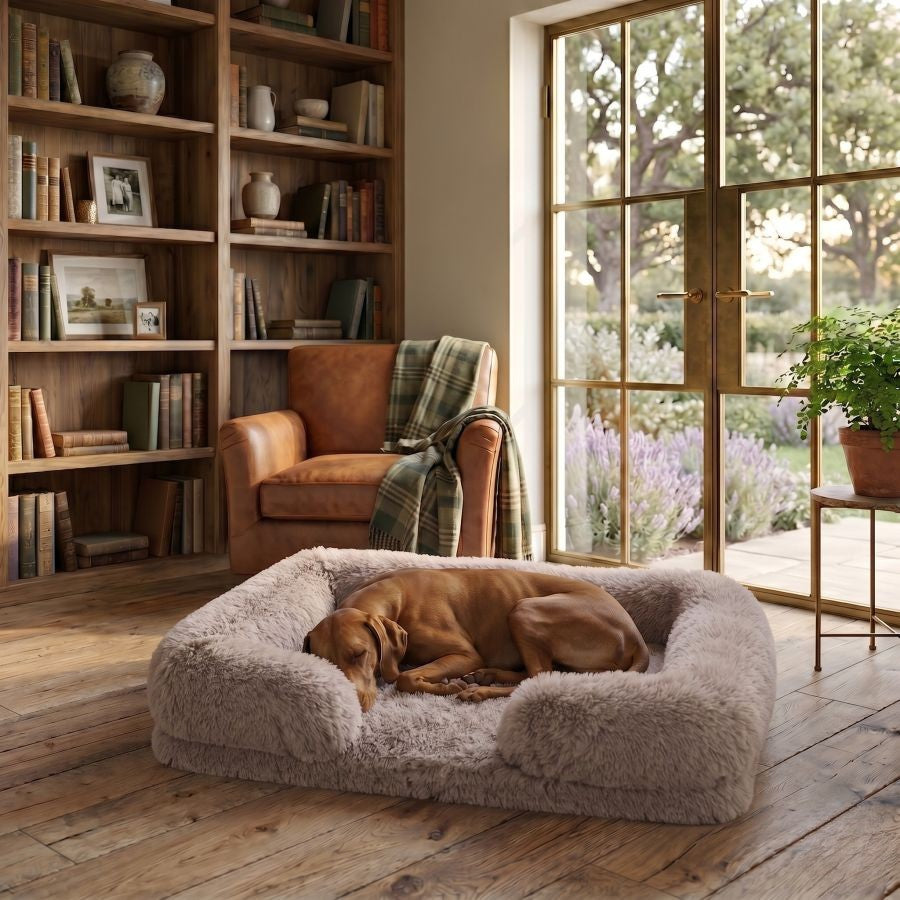 Canapé pour chien gris taupe clair en coton