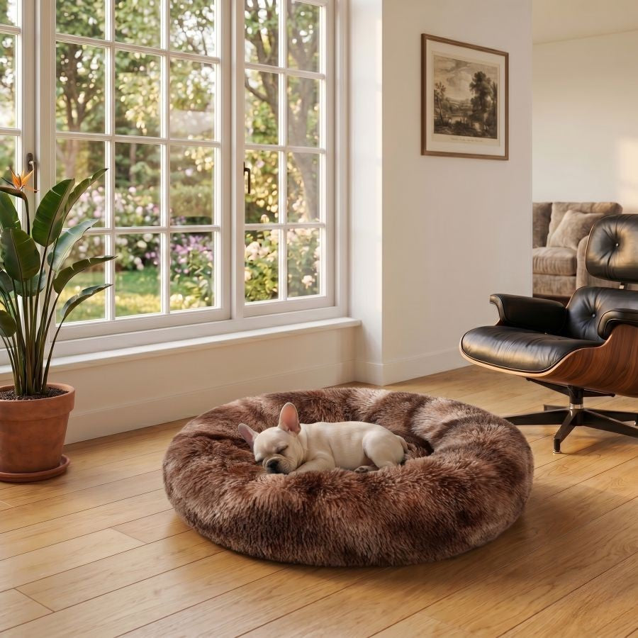 Coussin apaisant pour chien marron