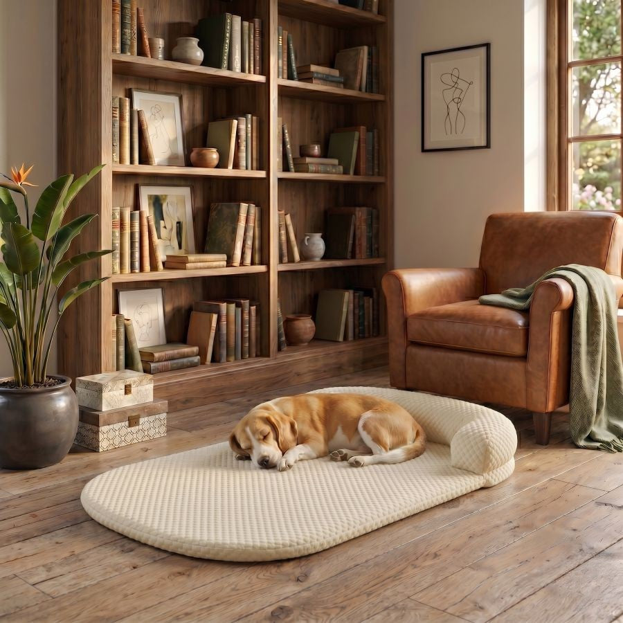 Tapis rafraîchissant pour chien beige lavable