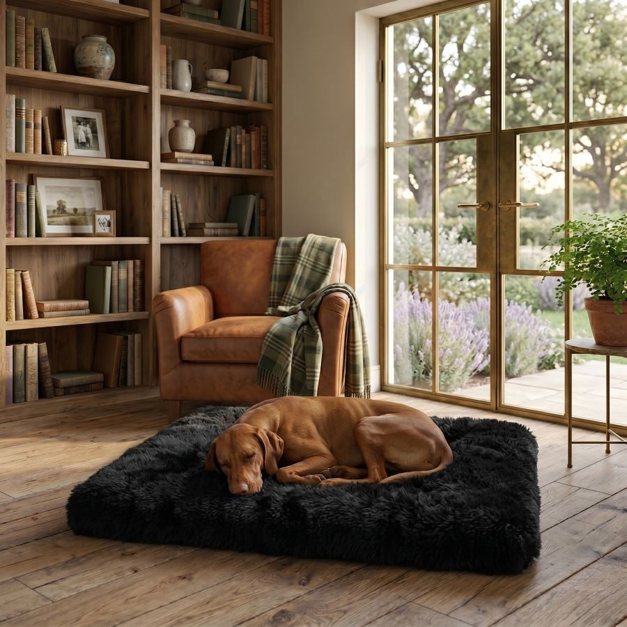 Tapis pour chien doux lavable noir