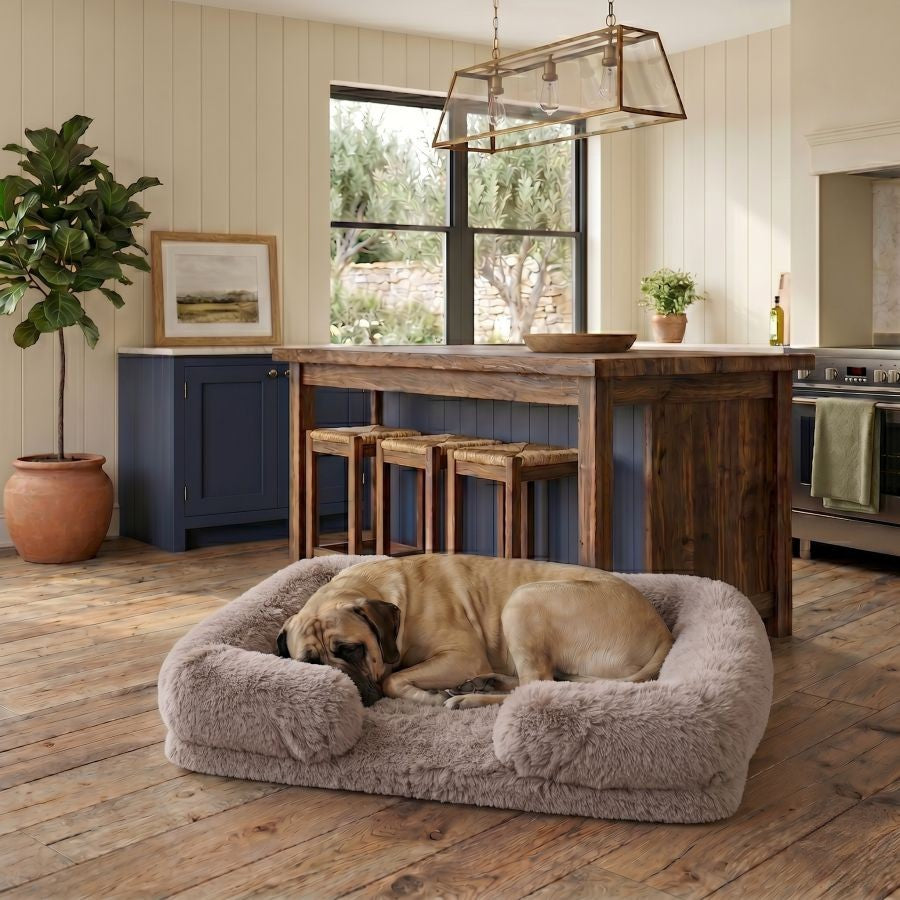 Canapé pour chien gris taupe clair en coton