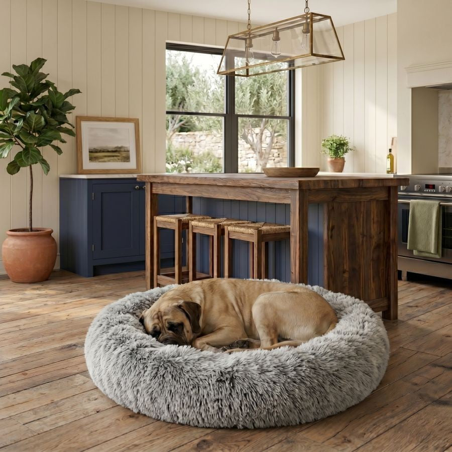Coussin apaisant pour chien gris clair