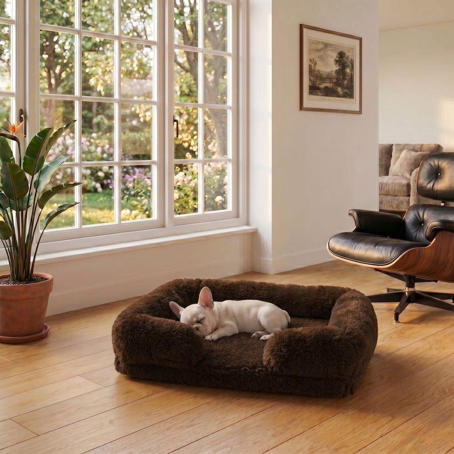 Canapé pour chien marron foncé en coton