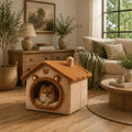 Niche d’intérieur maison pour petit chien beige