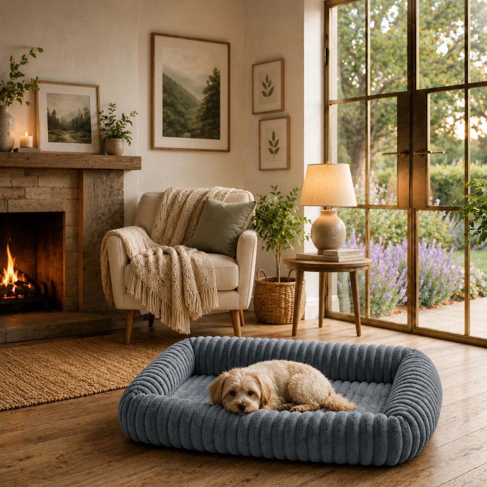 Panier orthopédique moelleux pour chien gris