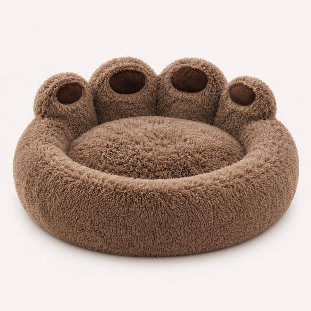 Coussin pour chien patte couleur marron ultra douce
