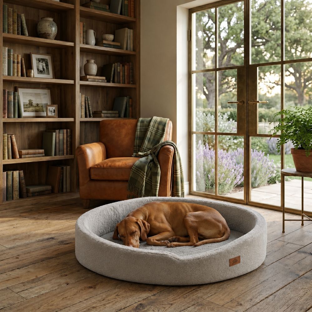 Panier orthopédique lavable pour chien gris