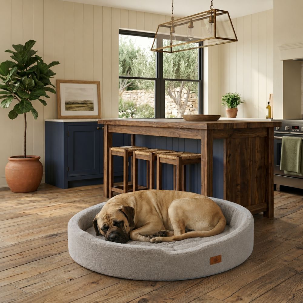 Panier orthopédique lavable pour chien gris