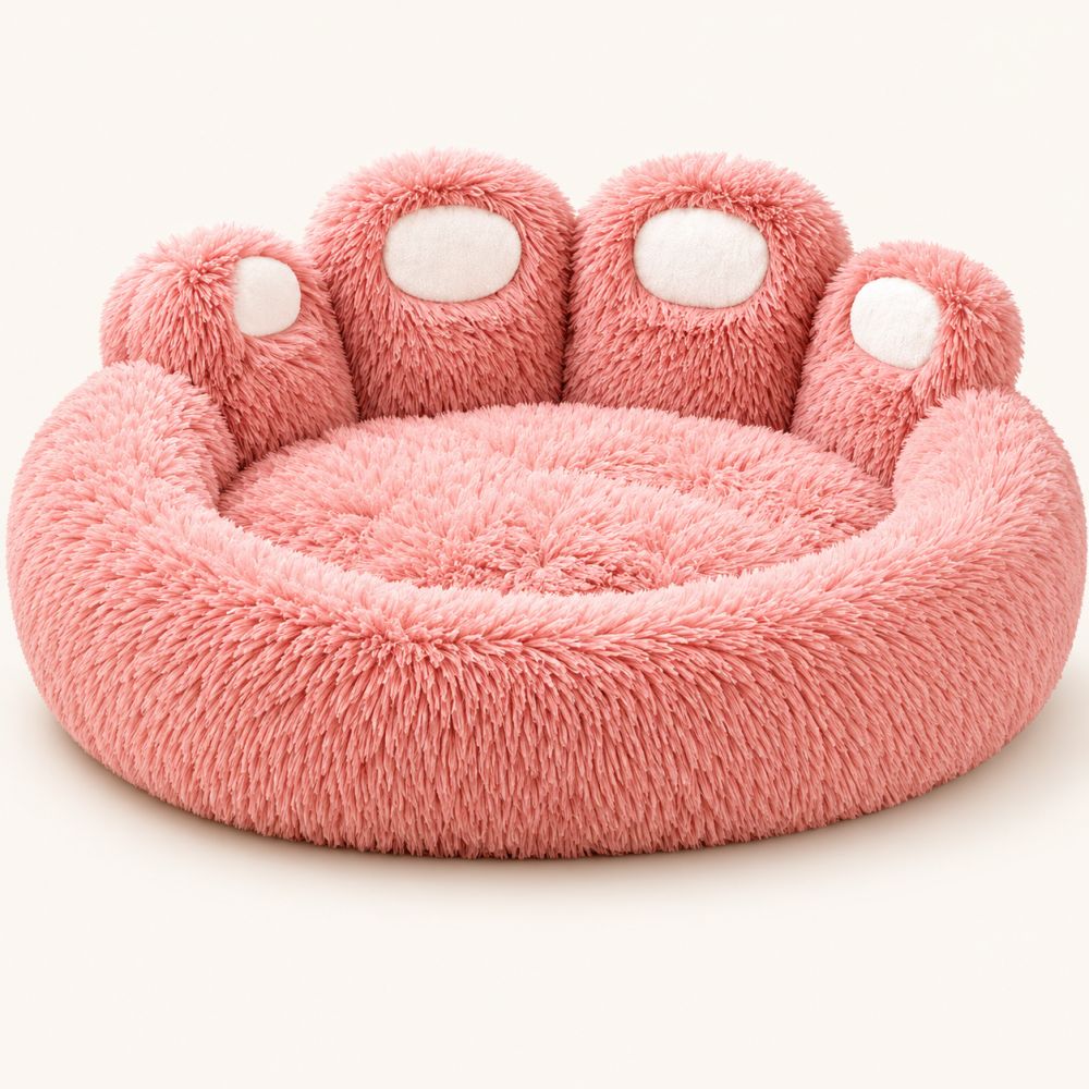 Coussin pour chien patte couleur rose ultra douce