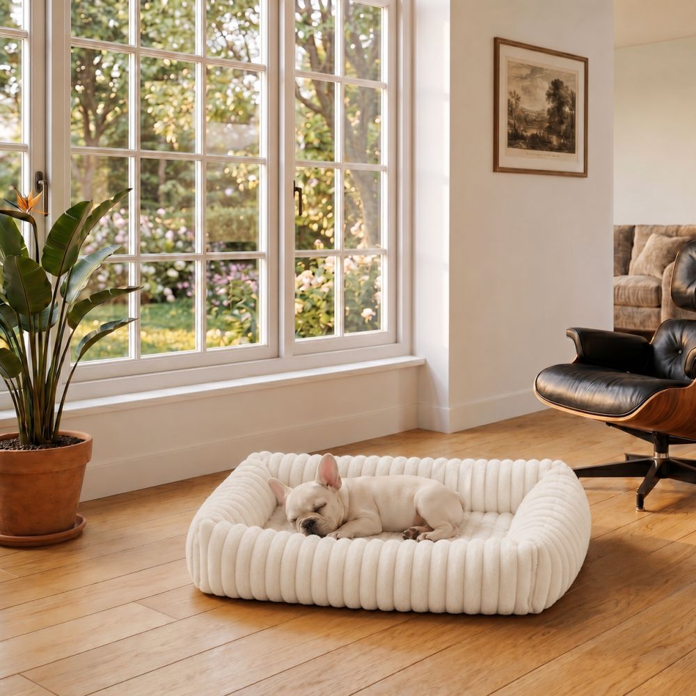 Panier orthopédique moelleux pour chien beige
