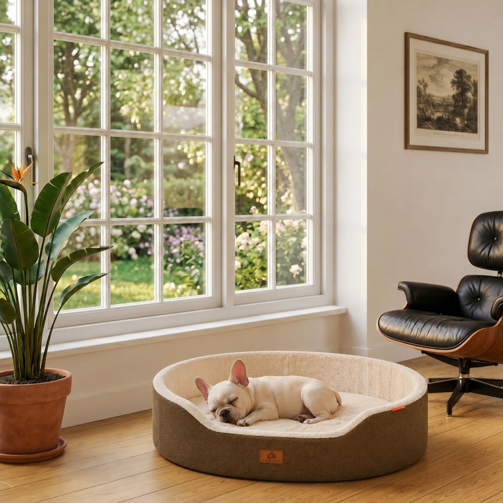 Panier orthopédique lavable pour chien marron