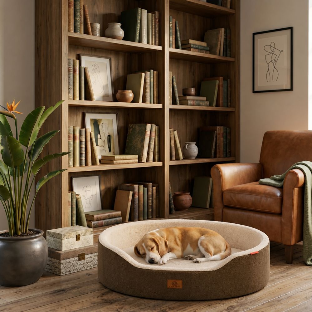Panier orthopédique lavable pour chien marron