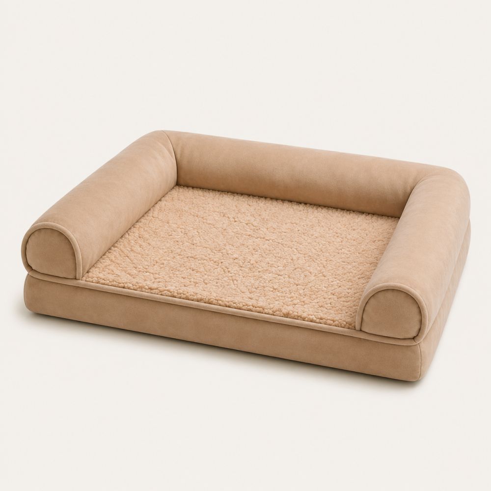 Canapé orthopédique pour chien beige