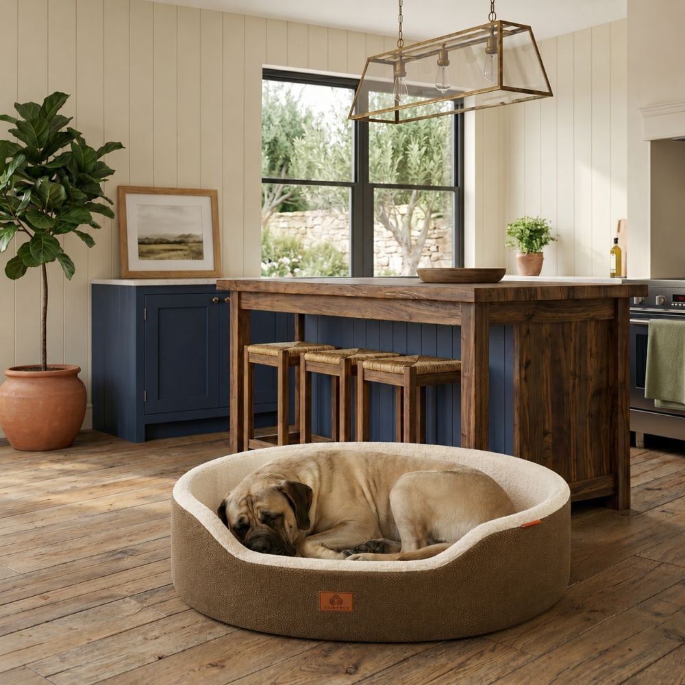 Panier orthopédique lavable pour chien marron