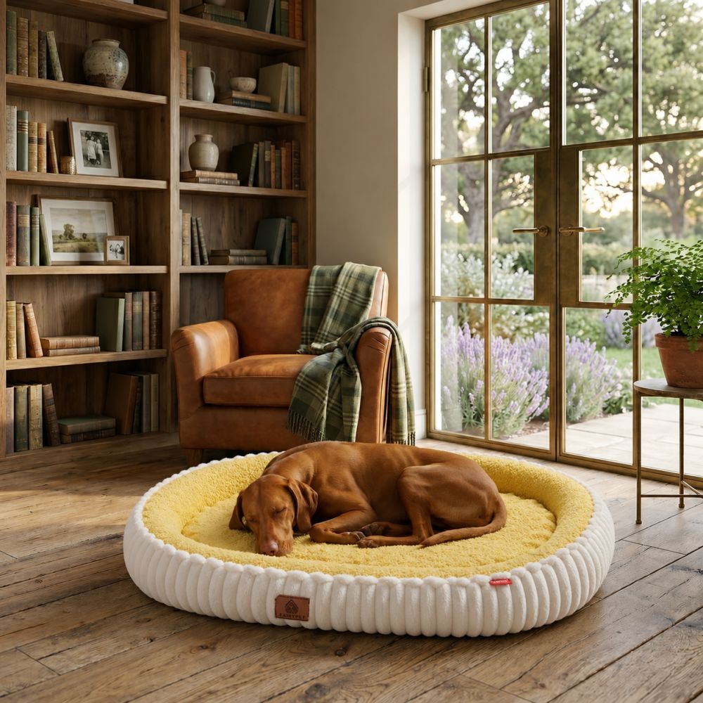 Lit orthopédique lavable pour chien beige