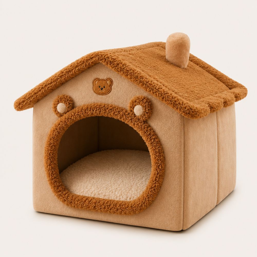 Niche d’intérieur maison pour petit chien beige