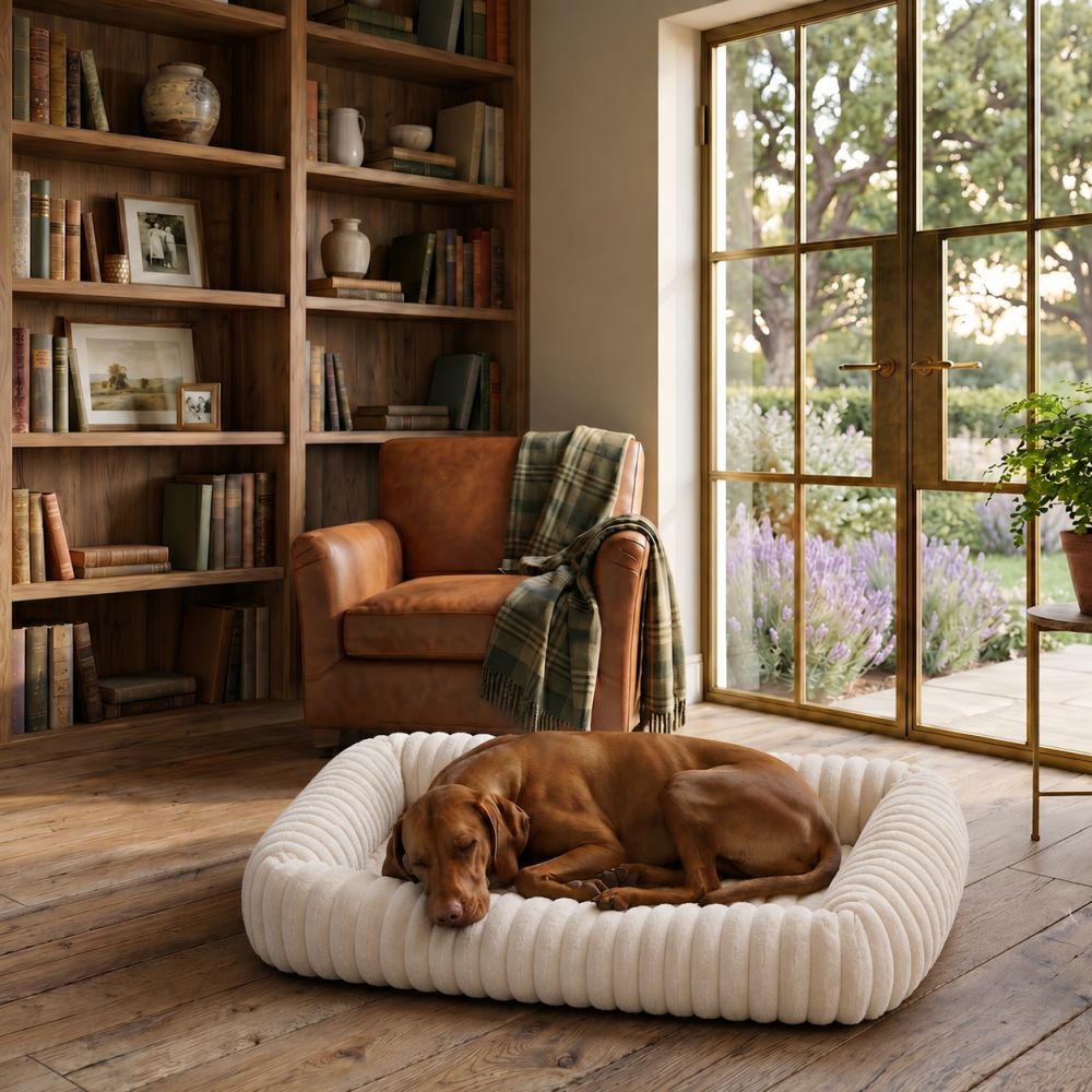 Panier orthopédique moelleux pour chien beige