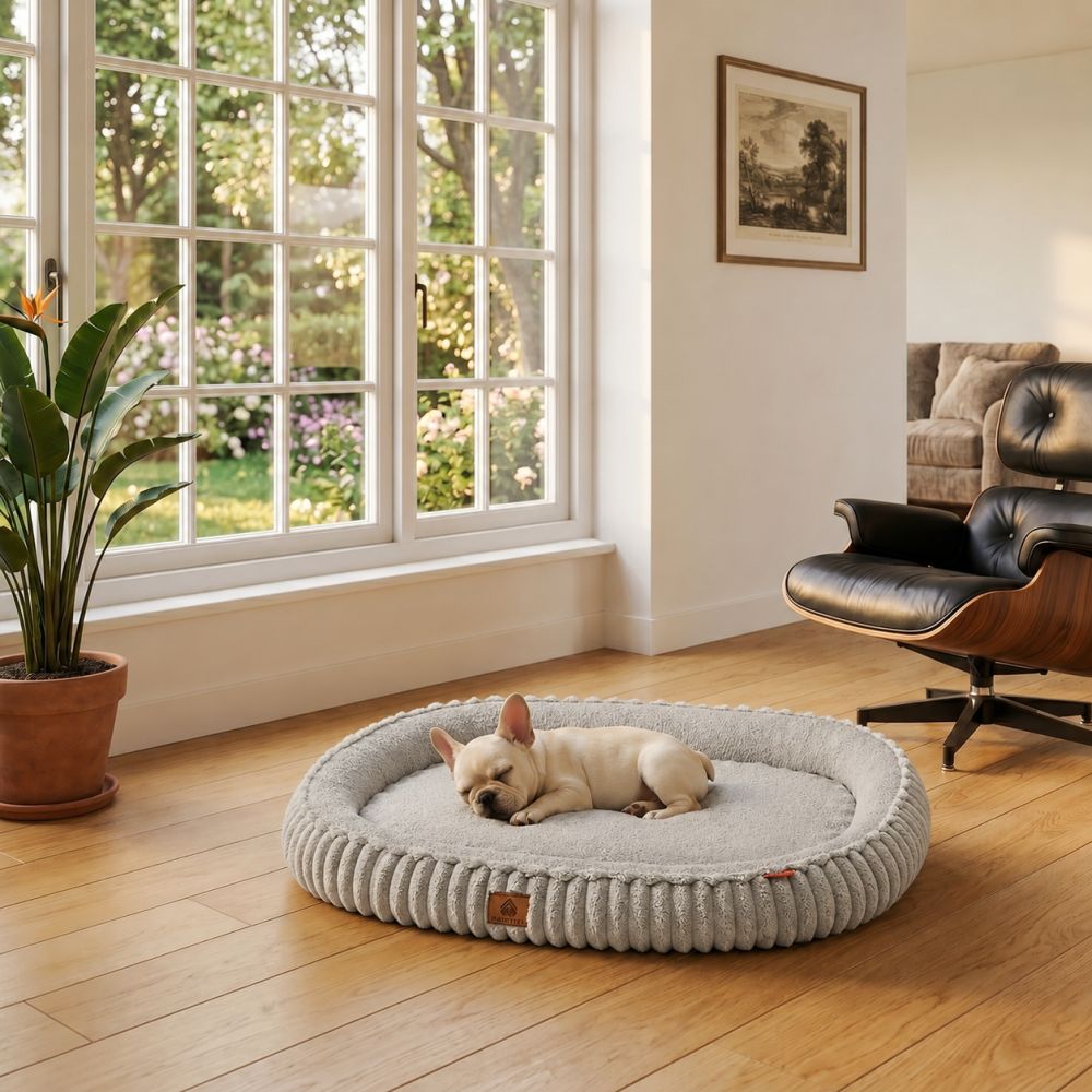 Lit orthopédique lavable pour chien gris