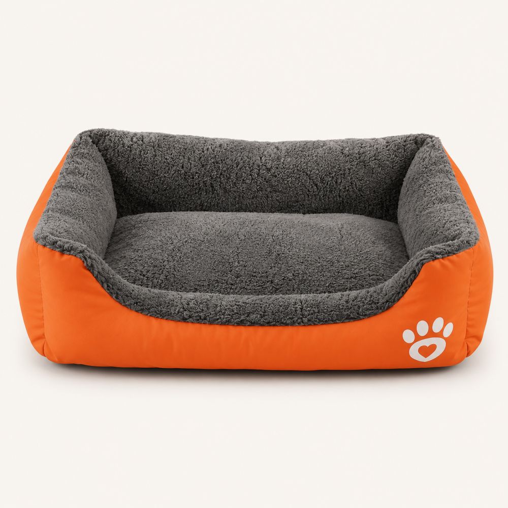 Panier pour chien doux et lavable avec rebords orange