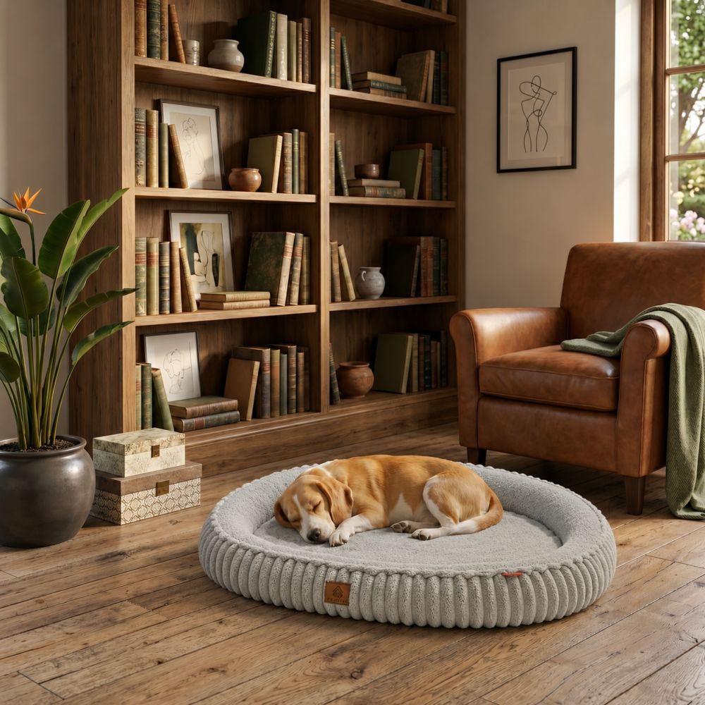 Lit orthopédique lavable pour chien gris