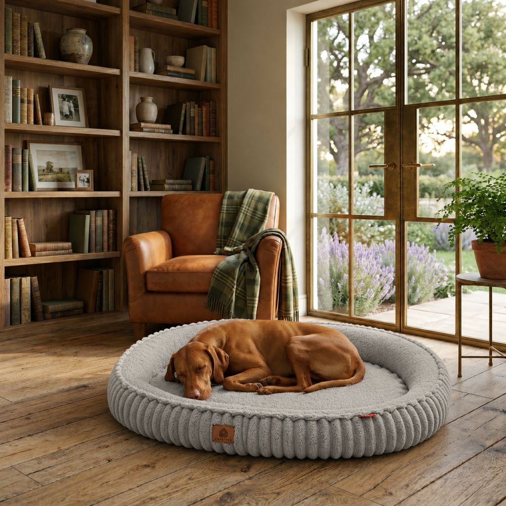 Lit orthopédique lavable pour chien gris