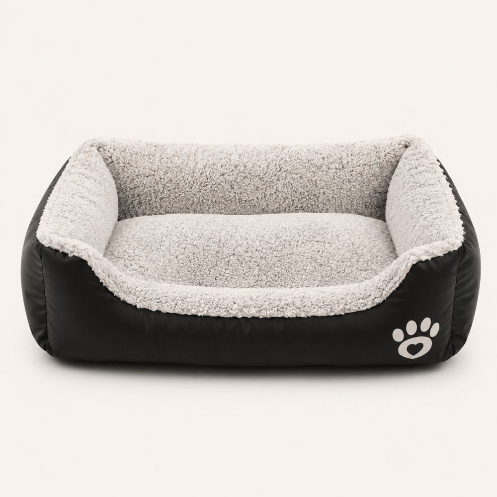 Panier pour chien doux et lavable avec rebords noir