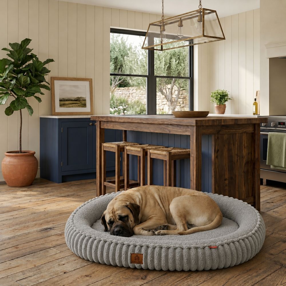Lit orthopédique lavable pour chien gris