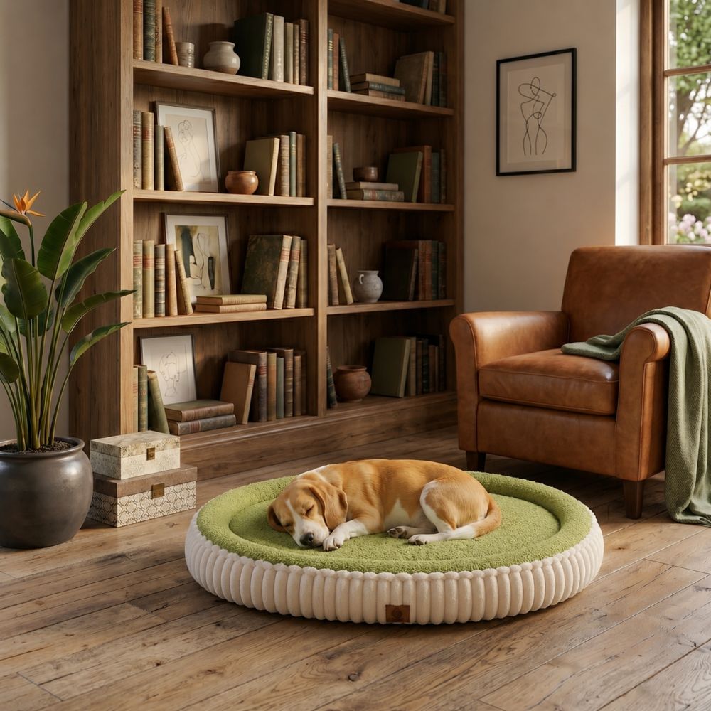 Lit orthopédique lavable pour chien vert