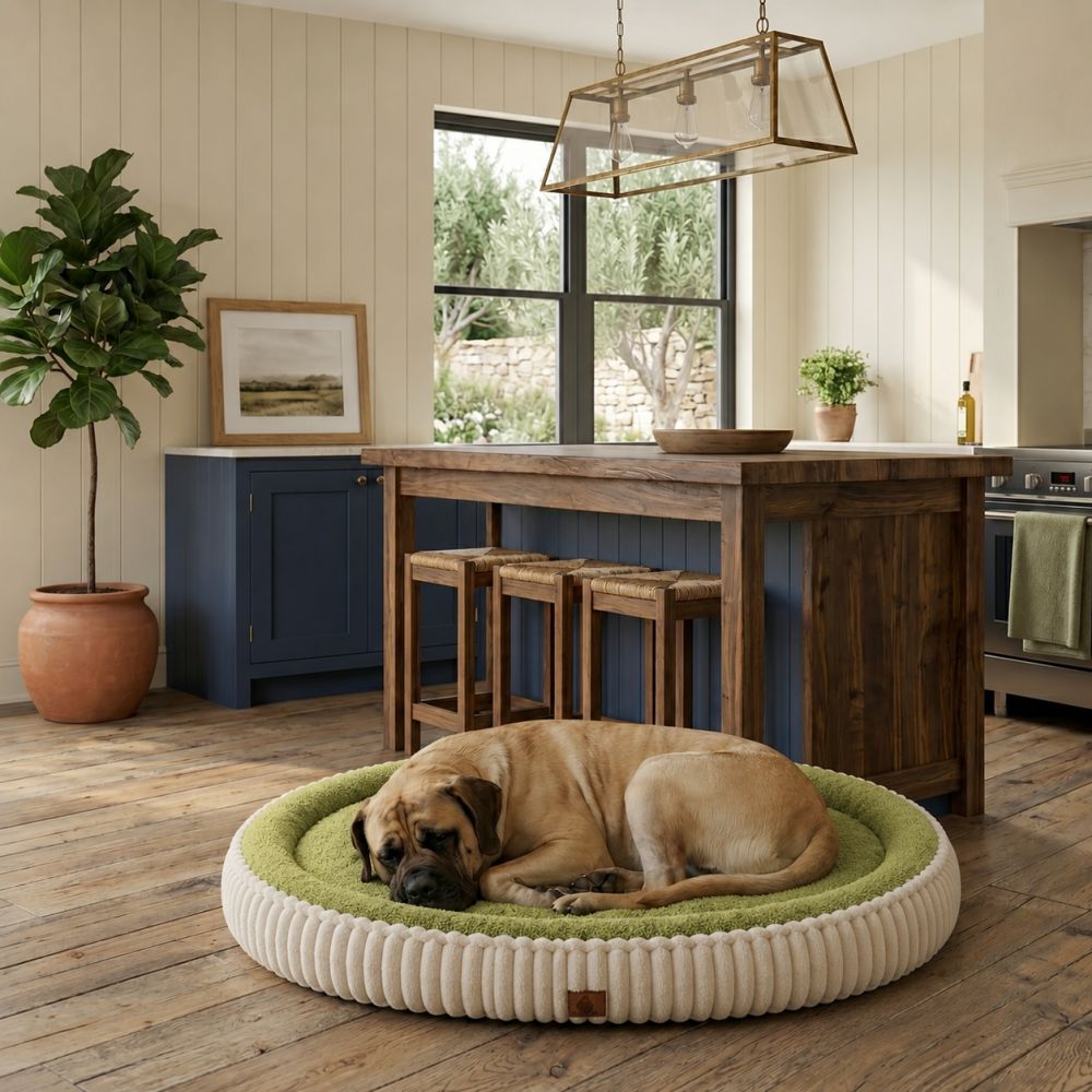Lit orthopédique lavable pour chien vert