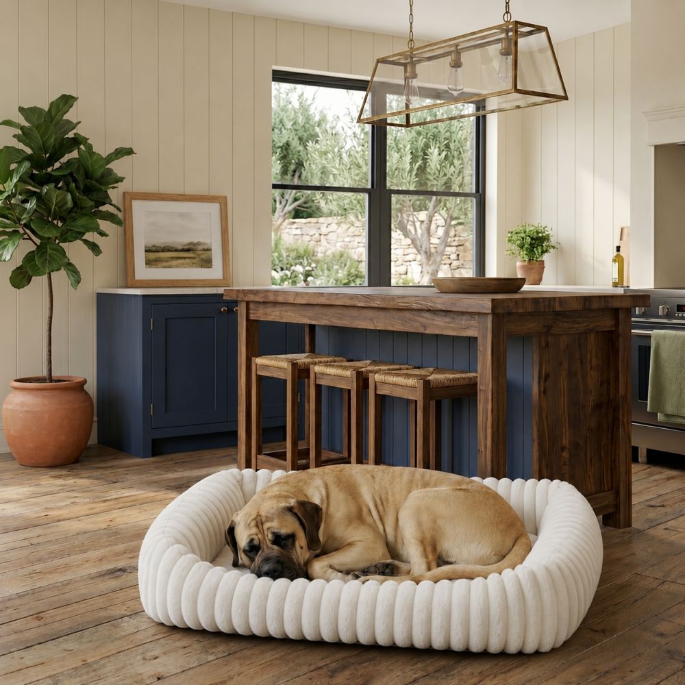 Panier orthopédique moelleux pour chien beige