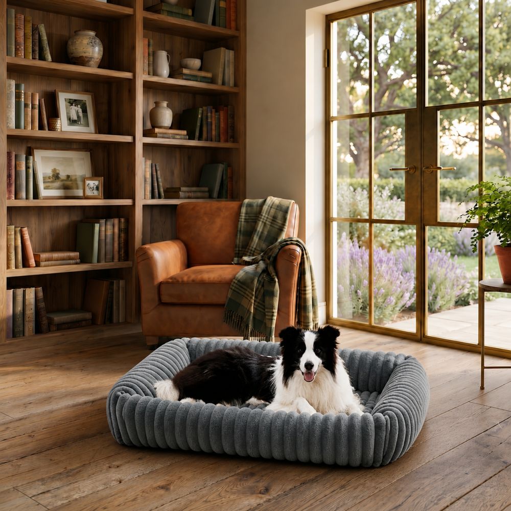 Panier orthopédique moelleux pour chien gris