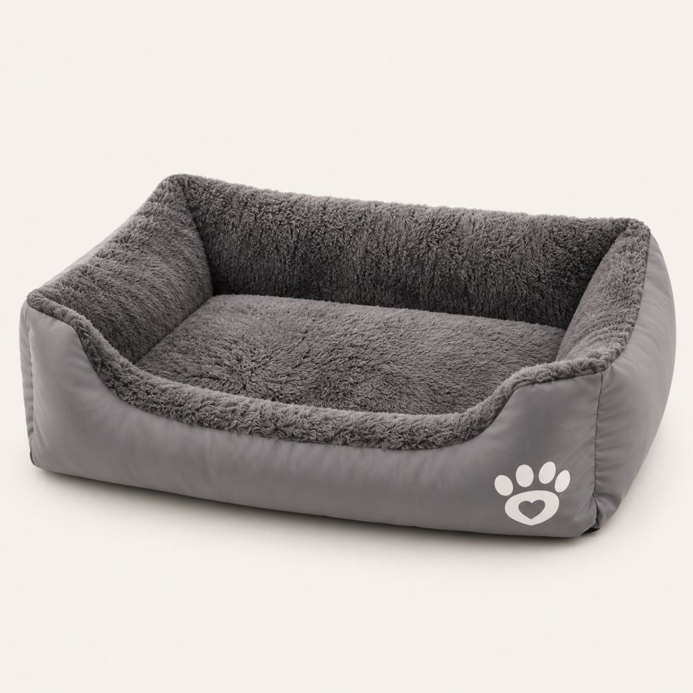 Panier pour chien doux et lavable avec rebords gris