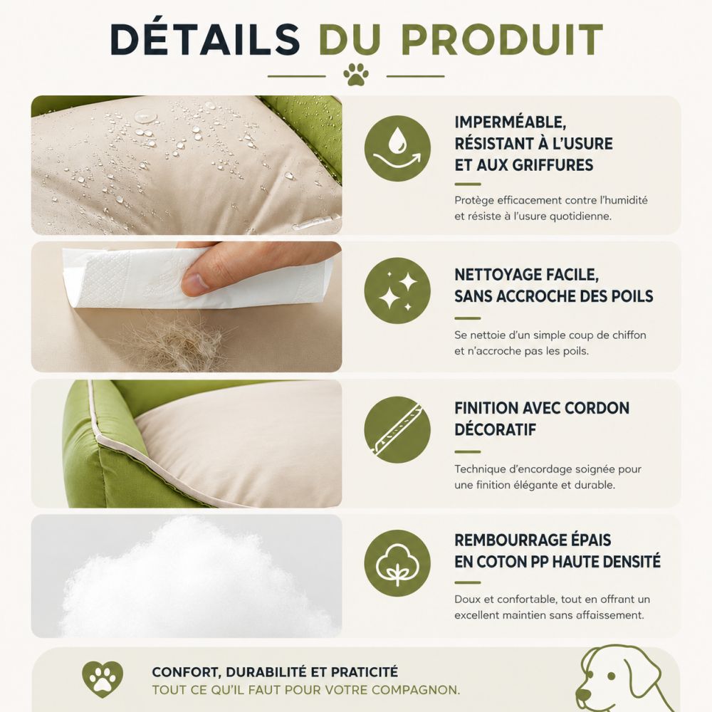 Lit rafraîchissant imperméable pour chien gris et orange