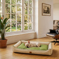 Lit rafraîchissant imperméable pour chien beige et vert