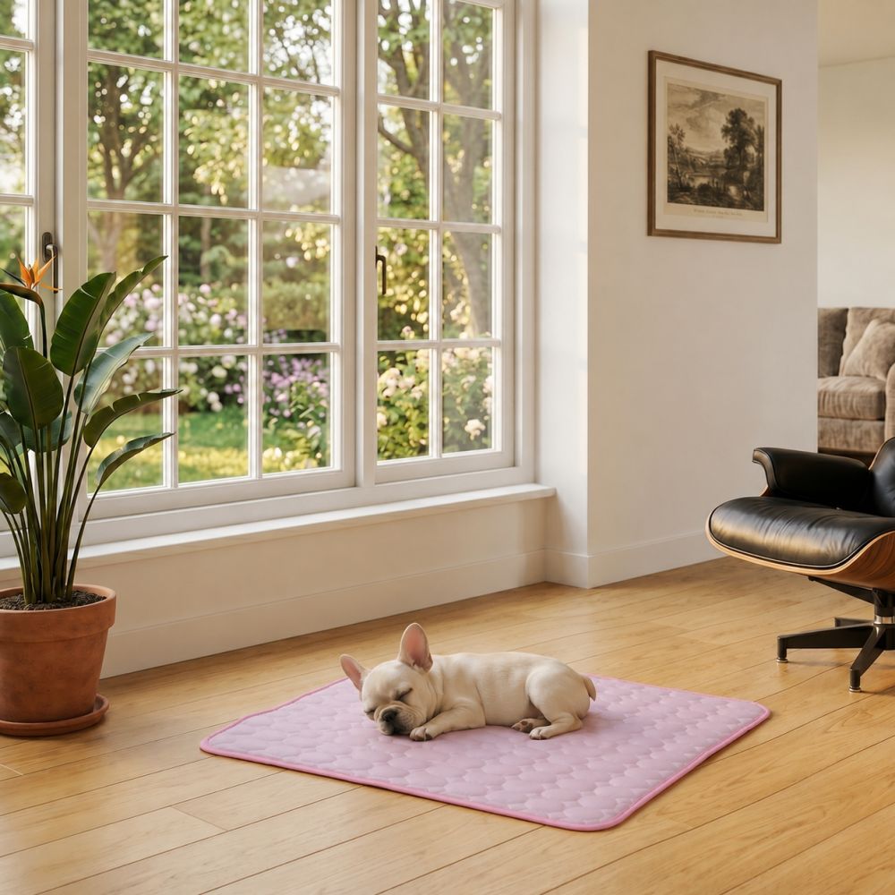 Tapis rafraîchissant pour chien rose respirant et lavable