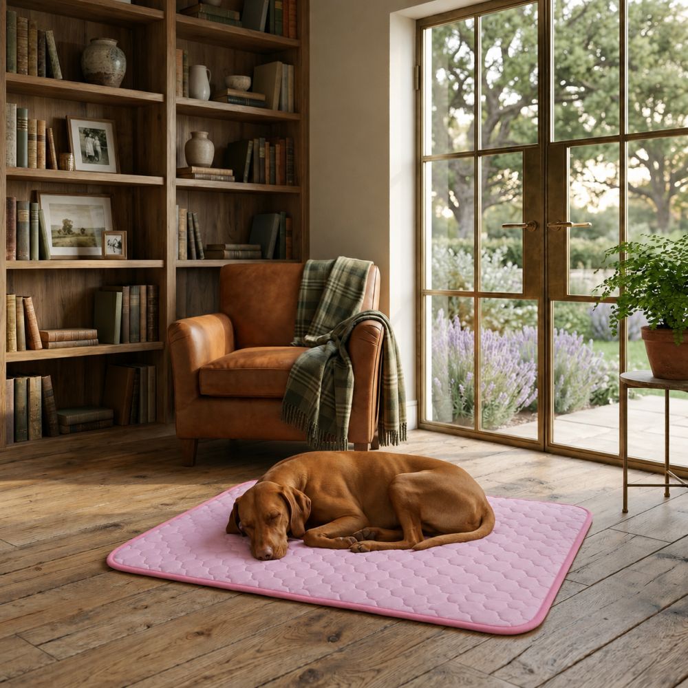 Tapis rafraîchissant pour chien rose respirant et lavable