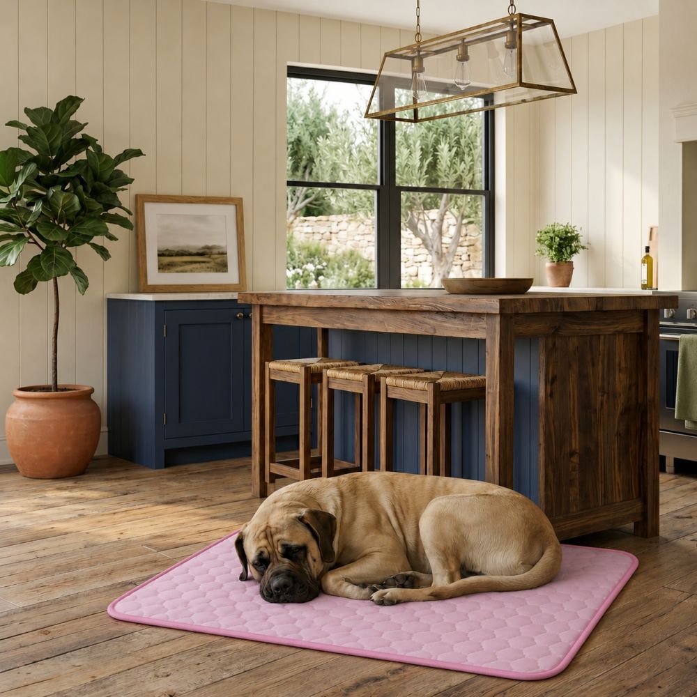 Tapis rafraîchissant pour chien rose respirant et lavable