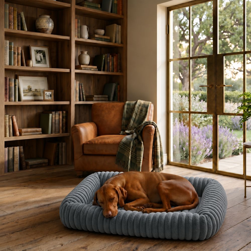 Panier orthopédique moelleux pour chien gris