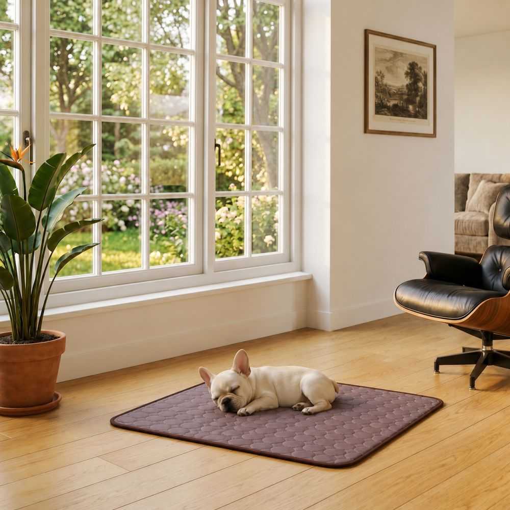 Tapis rafraîchissant pour chien marron respirant et lavable