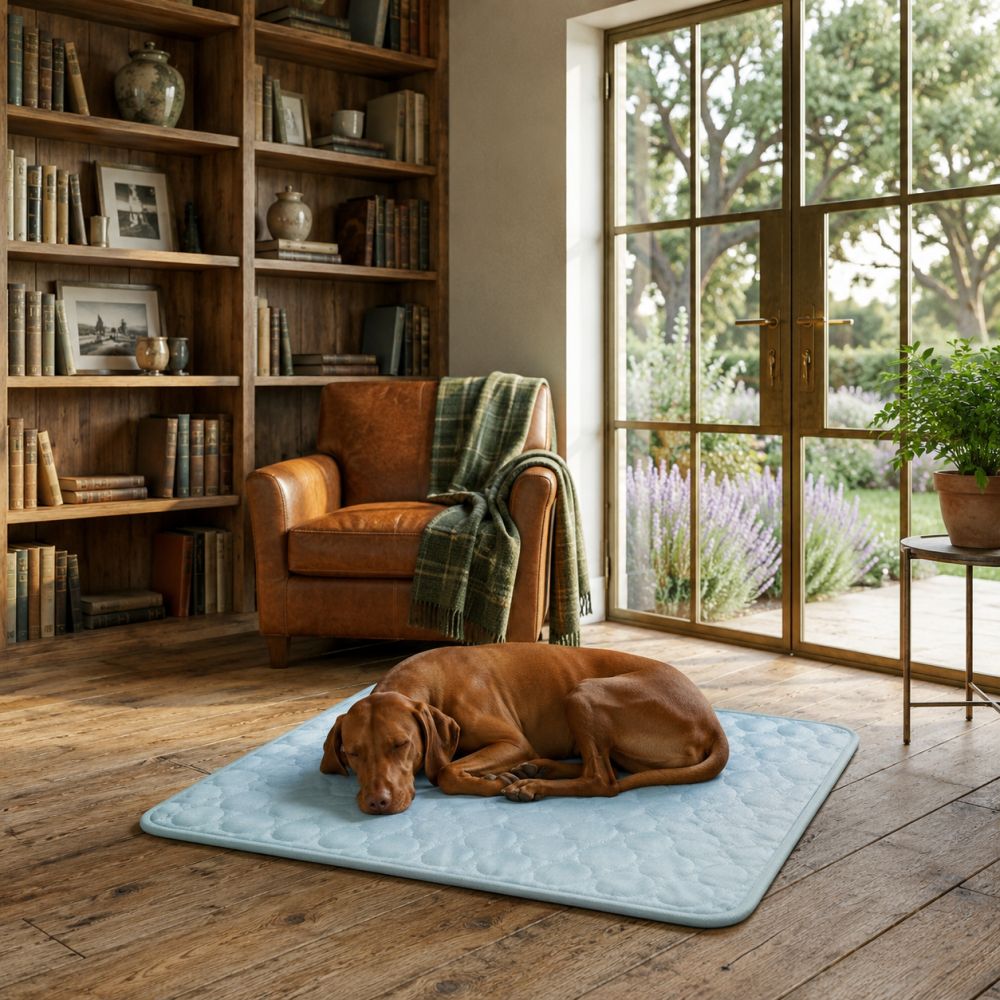 Tapis rafraîchissant pour chien bleu respirant et lavable